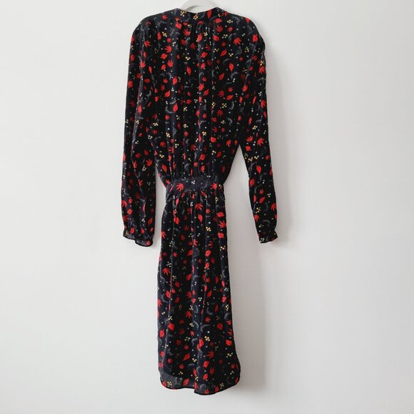 Zadig & Voltaire Black and Red Silk Shirtdress with Waist Tie - Picture 6 of 7